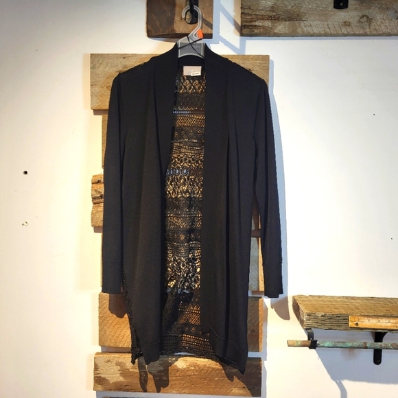 Cyrus Black Open-Front Women's Vest With Lace - Picture 1 of 3